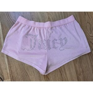 Juicy Couture Pink Velour Embellished Shorts Size Medium